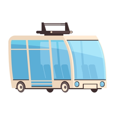 Smart city technology composition with doodle style image of minibus with huge windows and door on blank background vector illustration