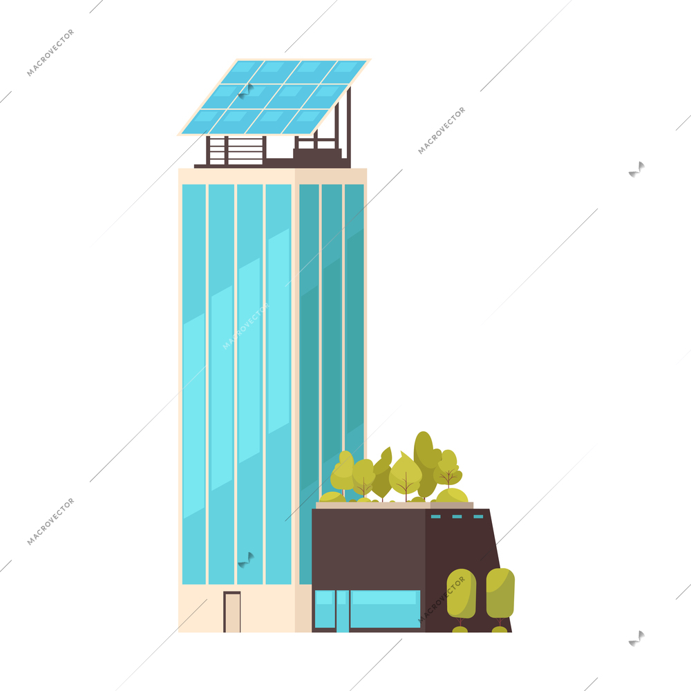 Smart city technology composition with images of two buildings on blank background with skyscraper and low rise house vector illustration