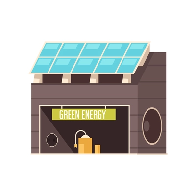 Smart city technology composition with isolated image of power unit with solar batteries plugs and wires vector illustration
