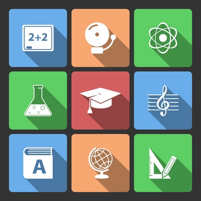 Iconset for educational app for school isolated vector illustration