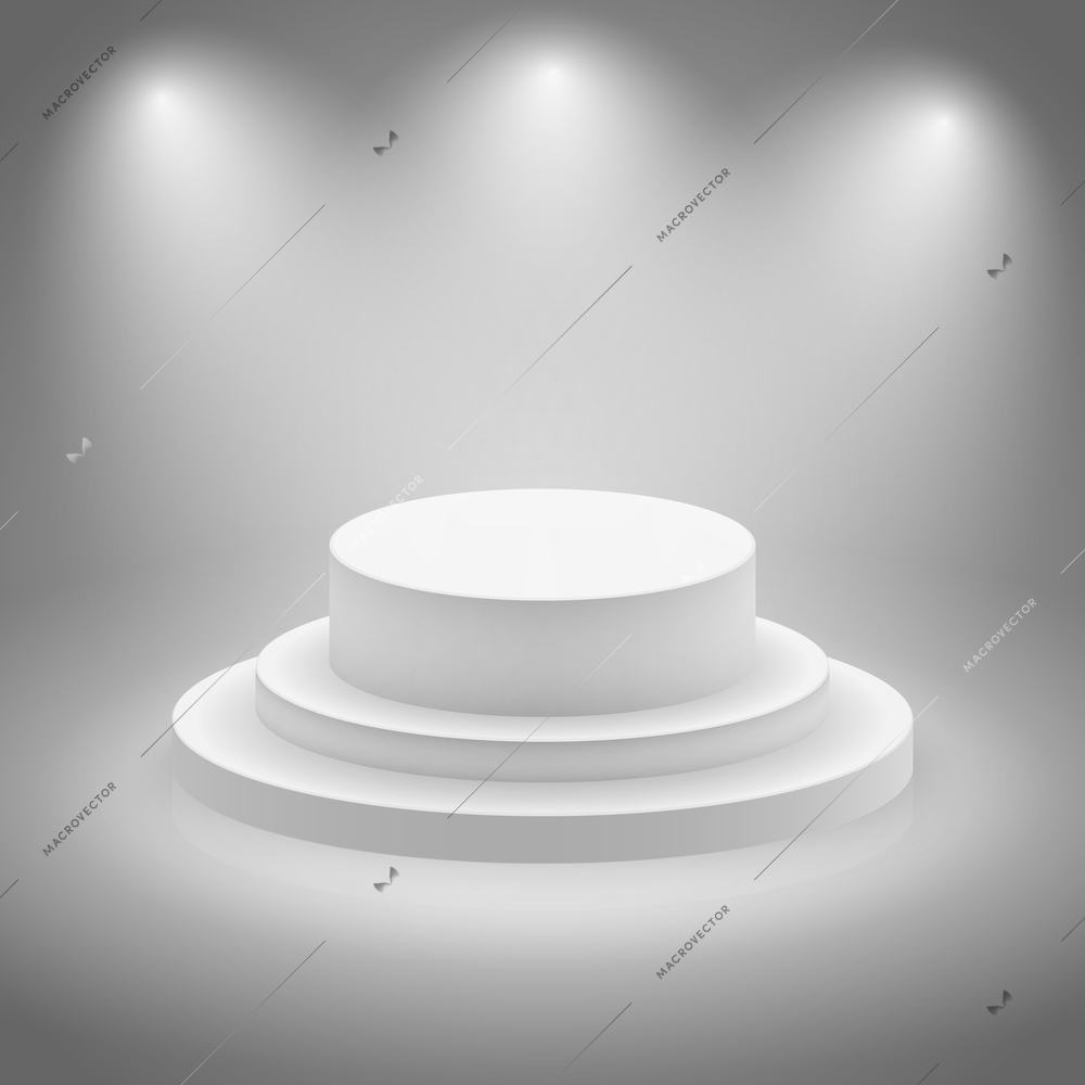 White empty illuminated stage podium vector illustration