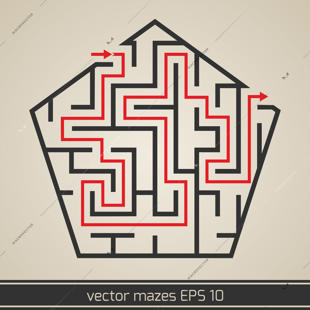 Maze labyrinth kids puzzle game with solution vector illustration