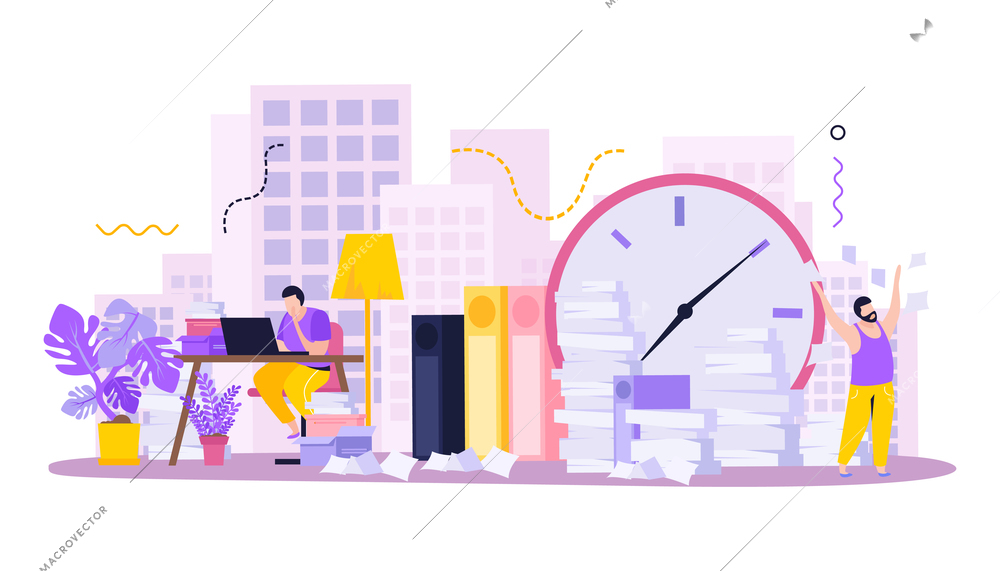 Low energy people composition with tired people symbols flat vector illustration