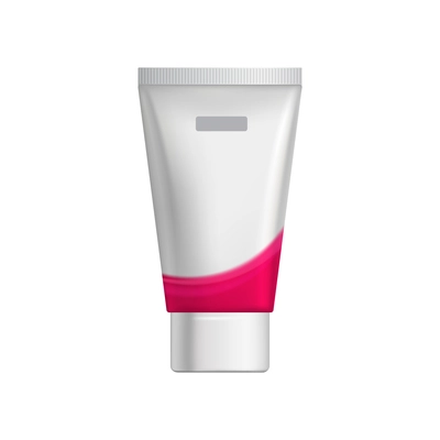 Realistic feminine hygiene composition with isolated image of colorful flexible tube of cream vector illustration