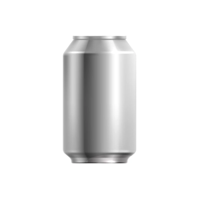 Beer realistic composition with front view of non-branded aluminum can vector illustration