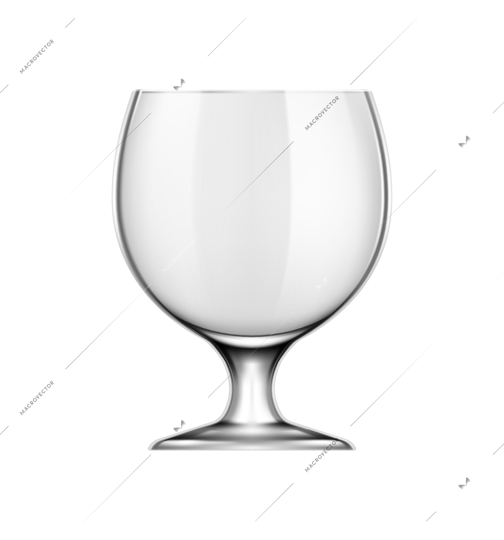 Beer realistic composition with isolated view of wide stem glass on blank background vector illustration