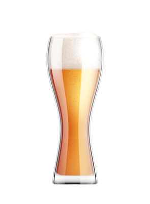 Beer realistic composition with image of glass filled with wheat beer vector illustration