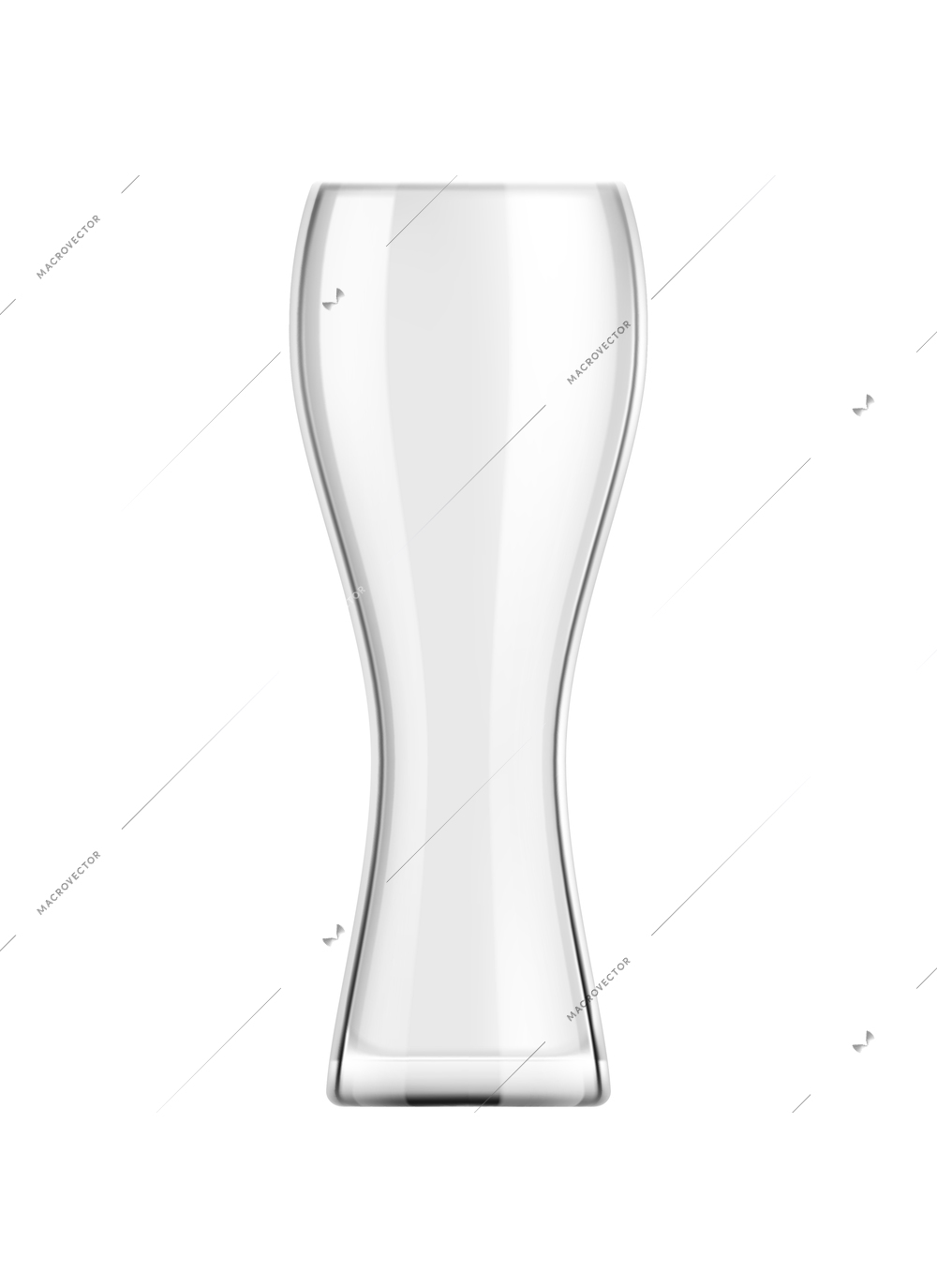 Beer realistic composition with view of tall glass empty on blank background vector illustration