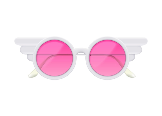 Realistic fashionable sunglasses with pink round lens vector illustration