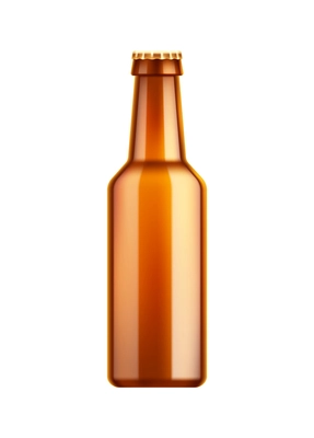 Beer realistic composition with isolated image of brown glass bottle vector illustration