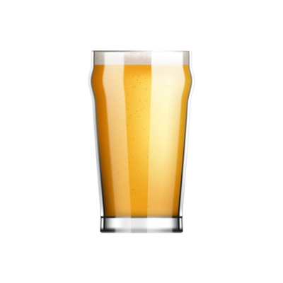 Beer realistic composition with view of glass filled with light lager beer vector illustration