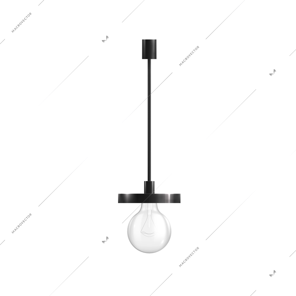 House lighting lamps realistic composition with loft style hanging vertical bulb lamp vector illustration