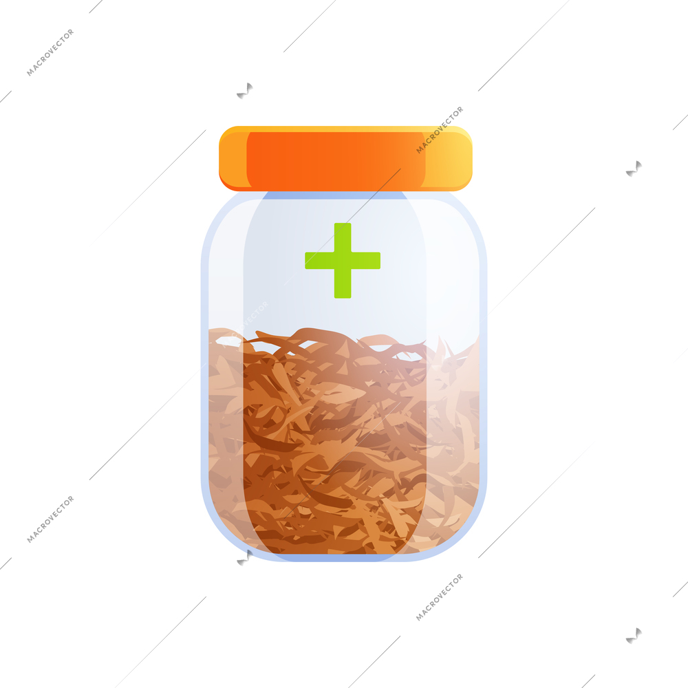 Medical marijuana cannabis drugs flat composition with isolated glass jar filled with hemp vector illustration