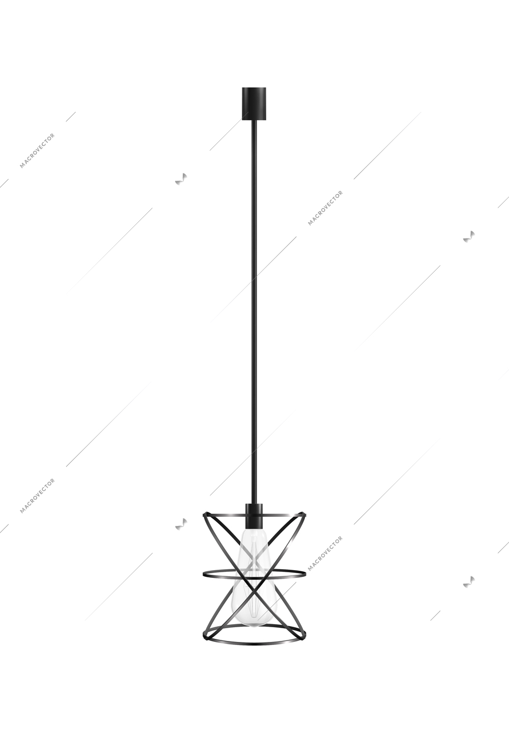 House lighting lamps realistic composition with vertical image of hanging lamp with net shade vector illustration