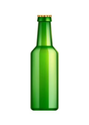 Beer realistic composition with mockup image of bottle made of green glass vector illustration