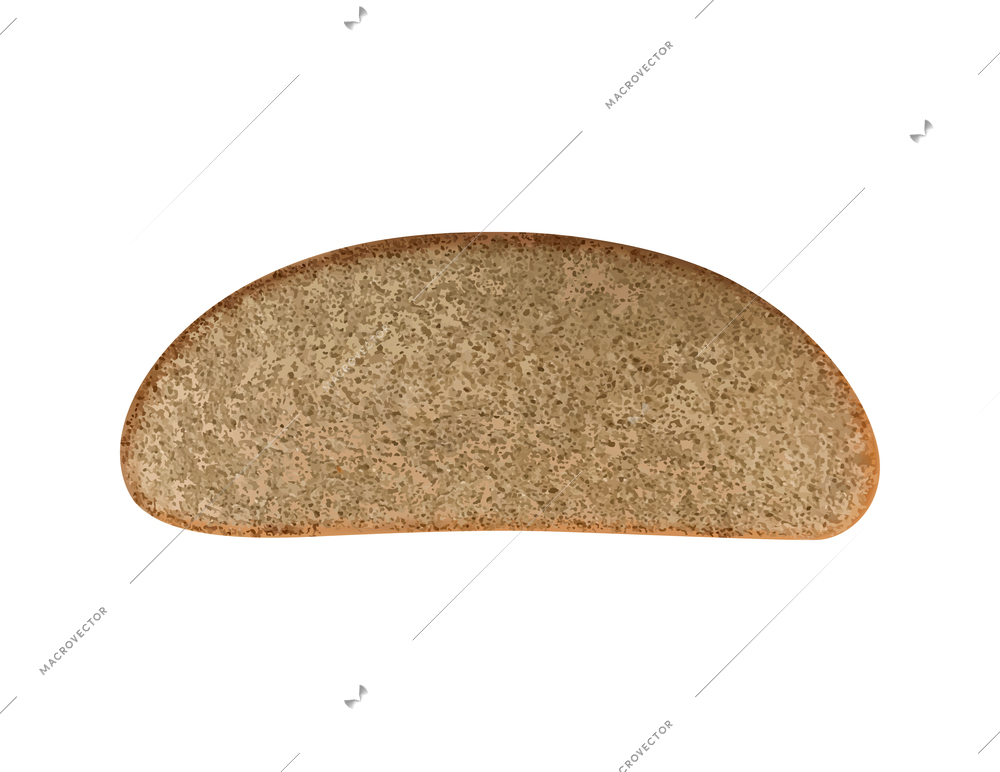 Different bread slices realistic composition with isolated image of rye bread slice vector illustration