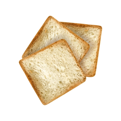 Different bread slices realistic composition with binch of square shaped toast bread slices vector illustration
