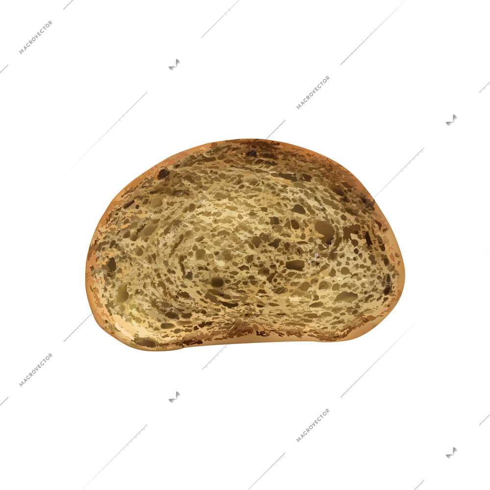 Different bread slices realistic composition with isolated image of slice of cereal bread vector illustration