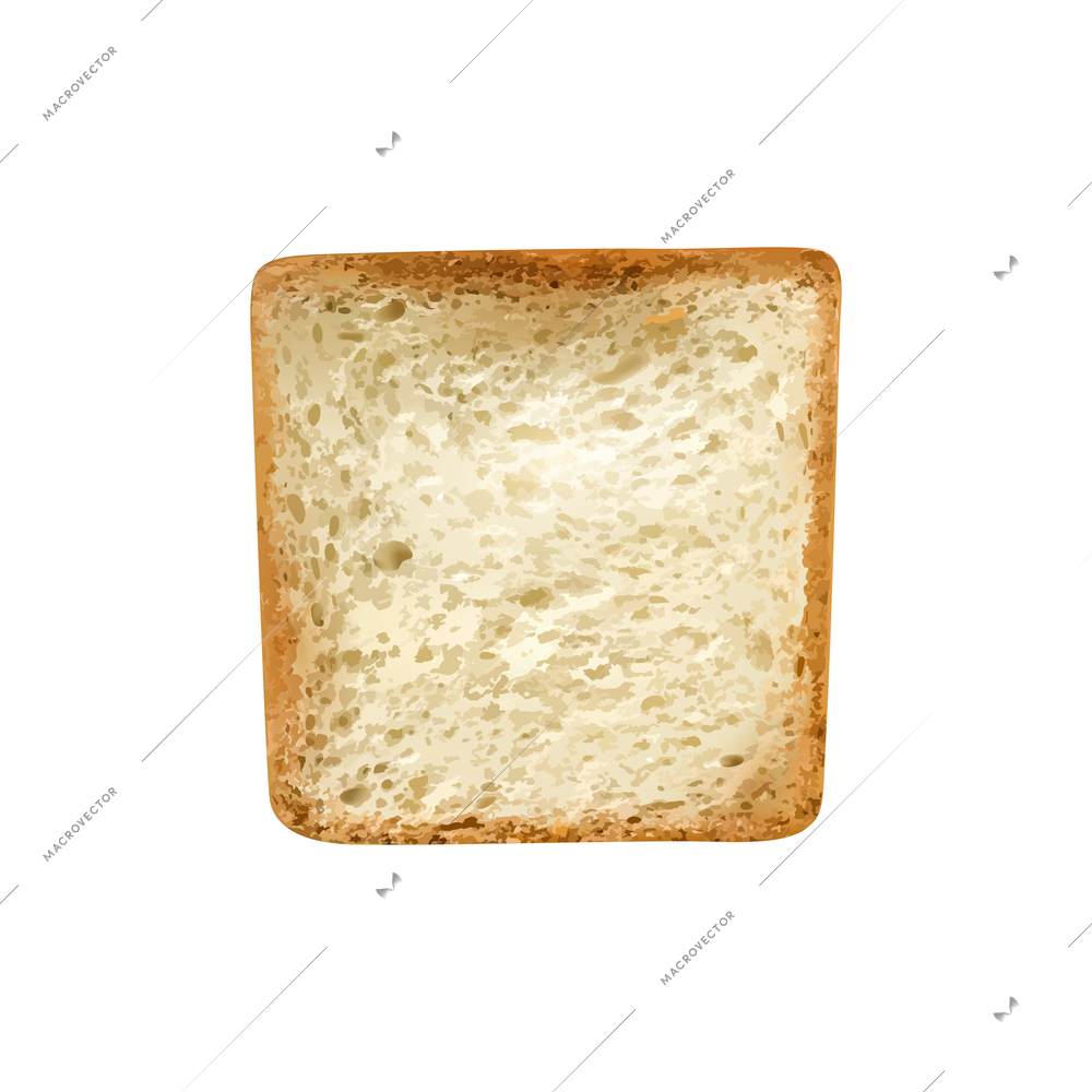 Different bread slices realistic composition with isolated image of single slice of toast bread vector illustration