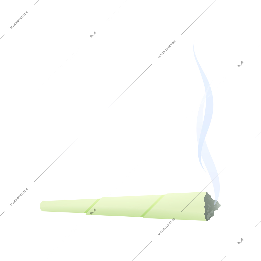 Medical marijuana cannabis drugs flat composition with isolated image of joint cigarette with smoke vector illustration