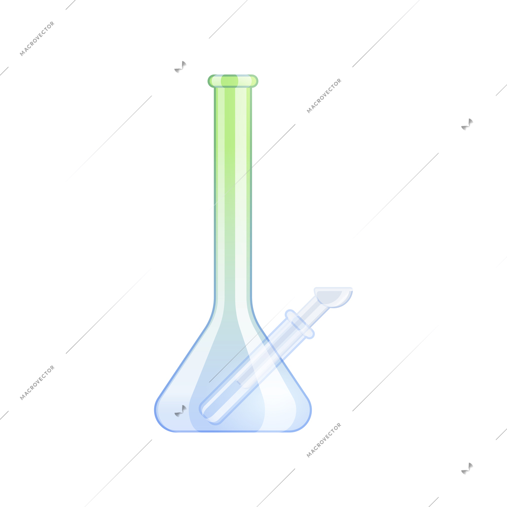 Medical marijuana cannabis drugs flat composition with gradient colored glass bong for smoking vector illustration