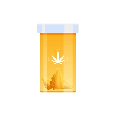 Medical marijuana cannabis drugs flat composition with plastic pharmaceutical pack of hemp vector illustration