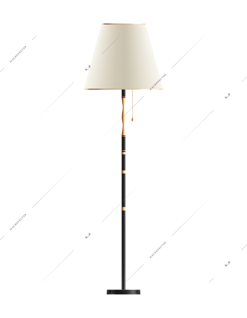 House lighting lamps realistic composition with long stem lamp standing on floor vector illustration