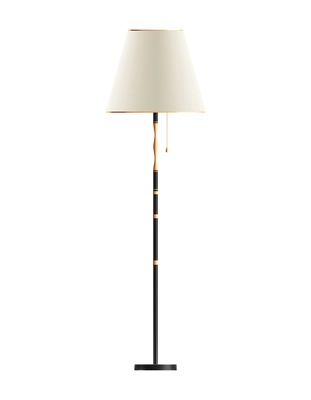 House lighting lamps realistic composition with long stem lamp standing on floor vector illustration