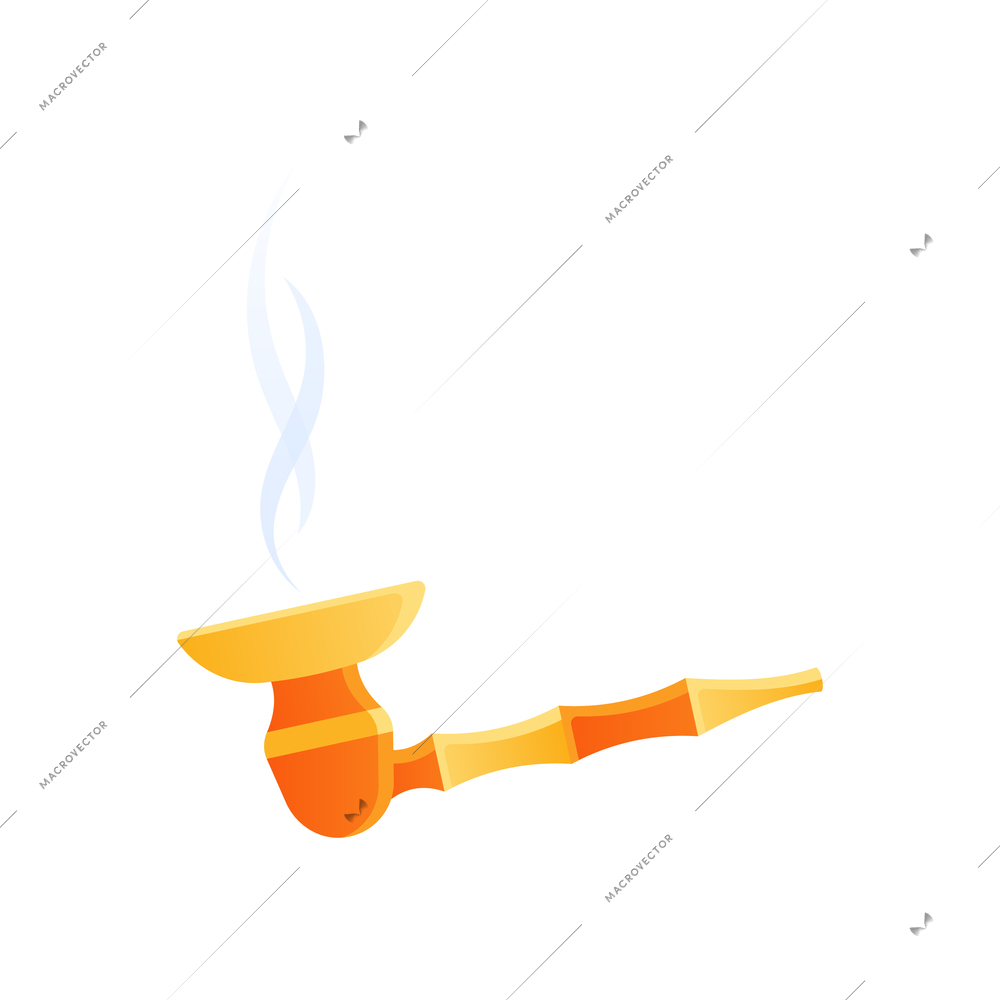 Medical marijuana cannabis drugs flat composition with isolated image of vintage pipe with smoke vector illustration