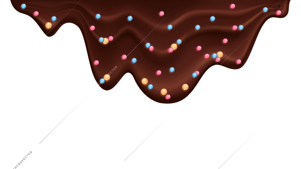 Dripping doughnut glaze composition with chocolate fluent glaze isolated on blank background vector illustration