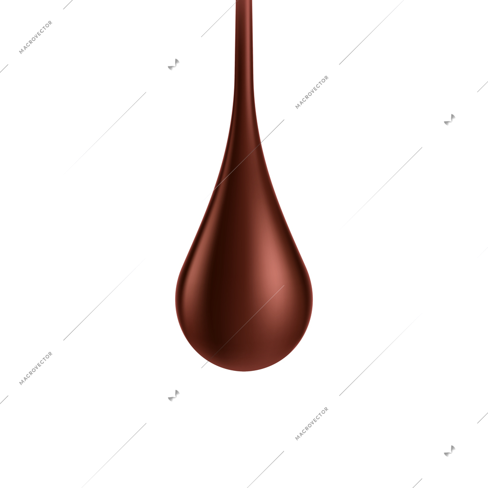 Dripping doughnut glaze composition with isolated drop of dark glaze vector illustration