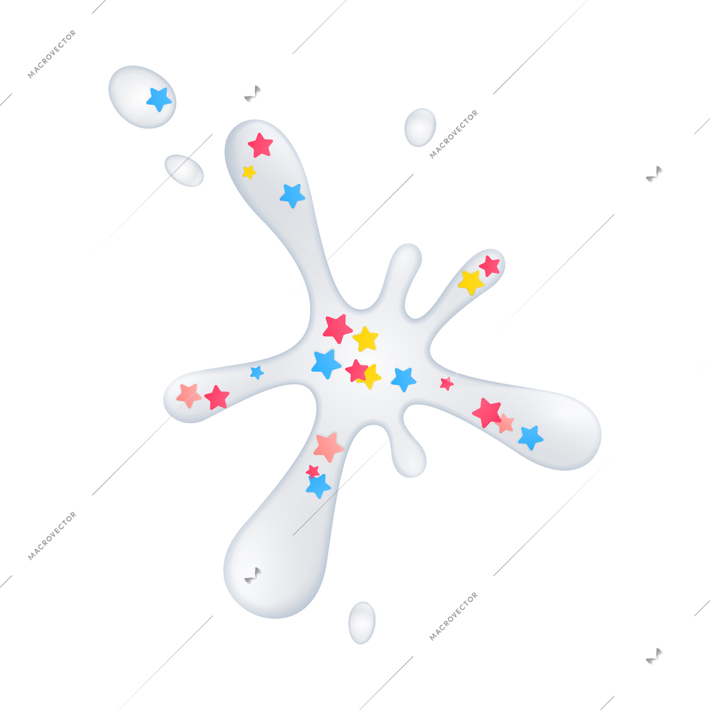 Dripping doughnut glaze composition with isolated spots of sweet white glaze vector illustration