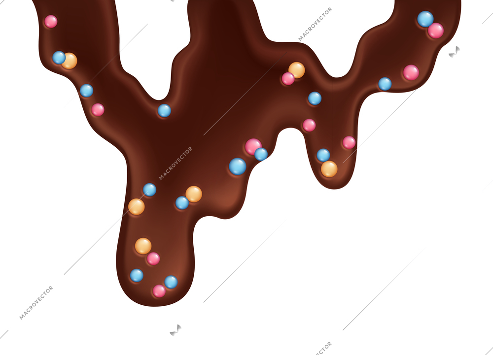 Dripping doughnut glaze composition with stains of liquid chocolate glaze vector illustration