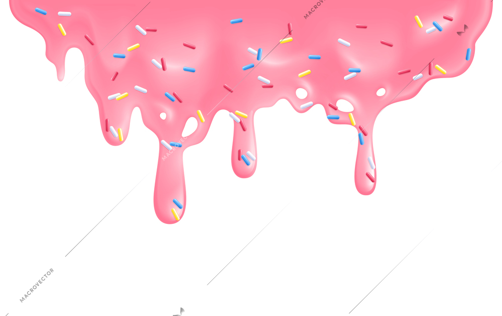 Dripping doughnut glaze composition with fluent liquid purple glaze stain vector illustration