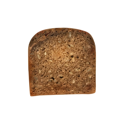 Different bread slices realistic composition with isolated image of single toasted black bread slice vector illustration