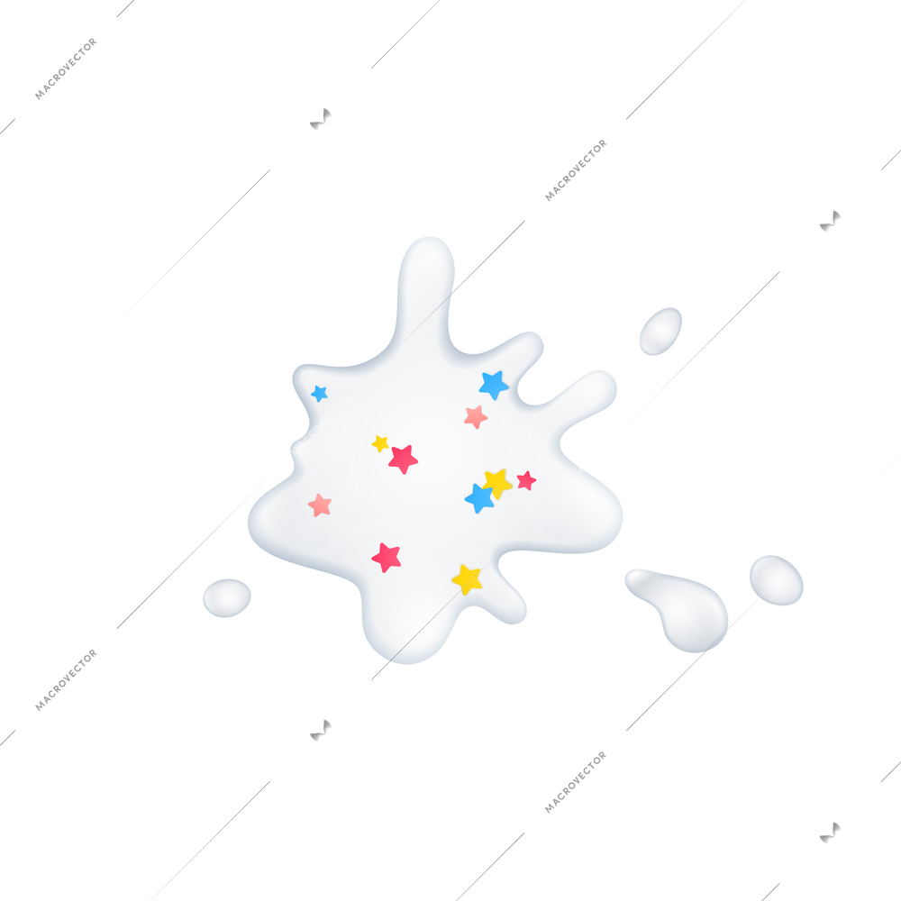 Dripping doughnut glaze composition with spots of white glaze on blank background vector illustration