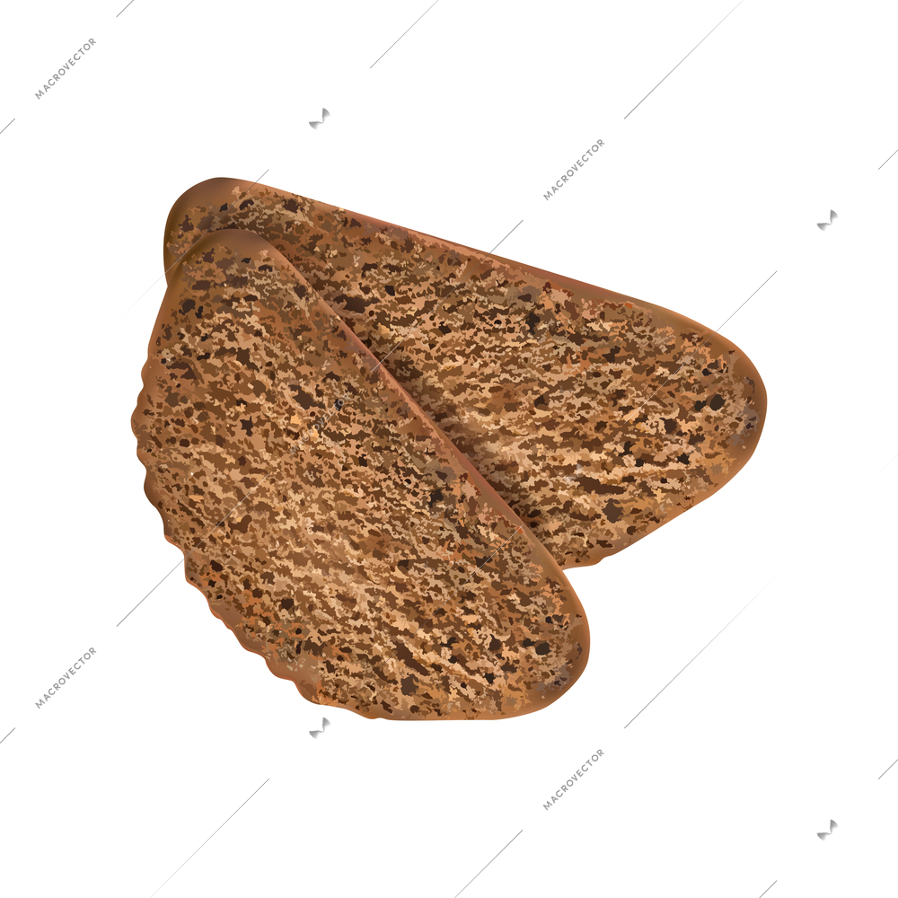 Different bread slices realistic composition with pair of black bread slices vector illustration