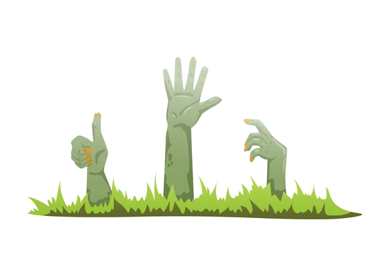 Halloween dead rising hands scary attributes vector illustration