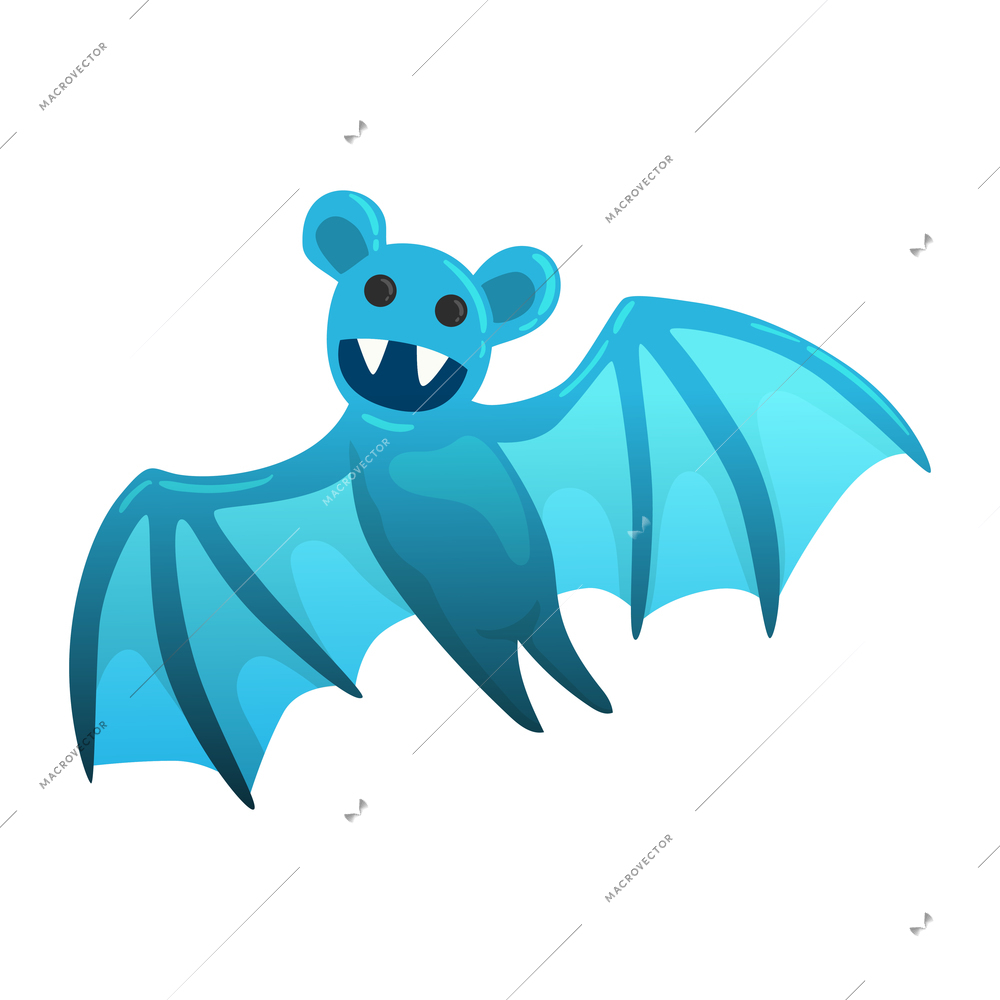 Halloween scary angry horror blue bat vector illustration