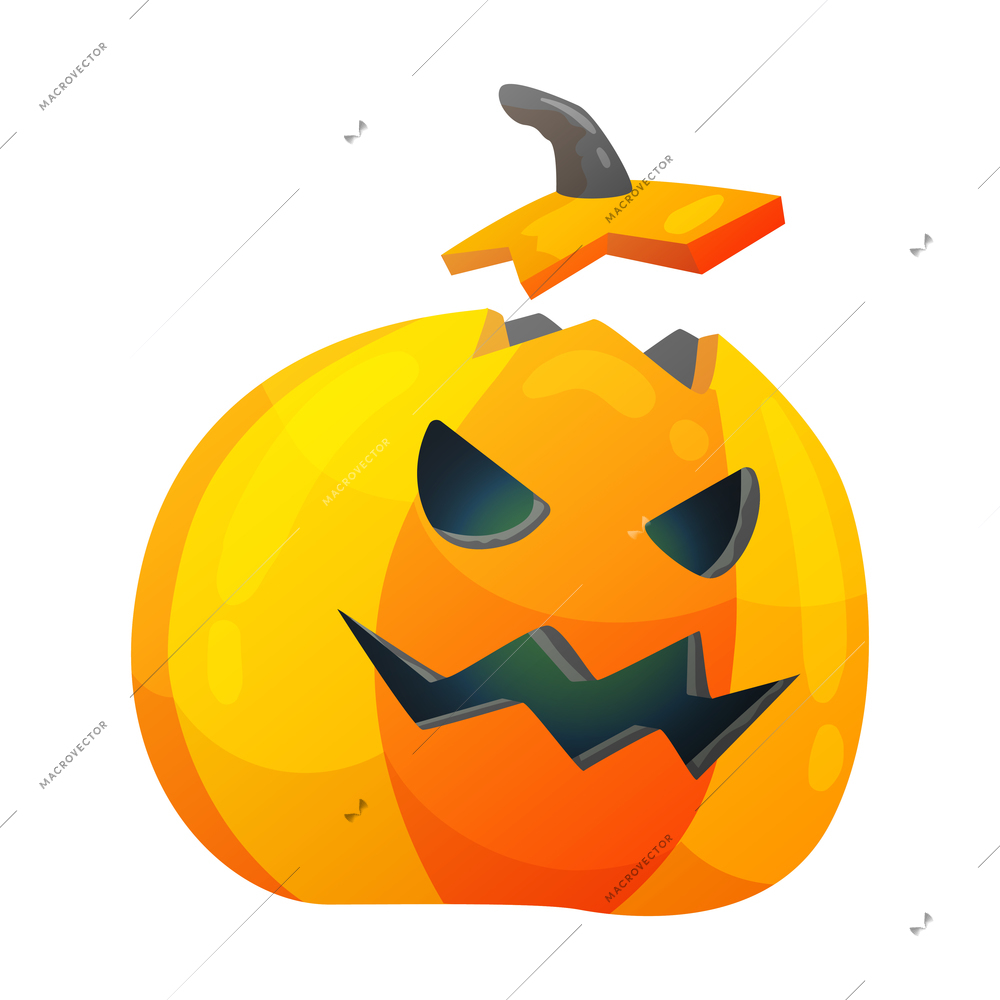 Halloween pumpkin with horror symbols scary colorful vector illustration