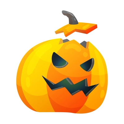 Halloween pumpkin with horror symbols scary colorful vector illustration