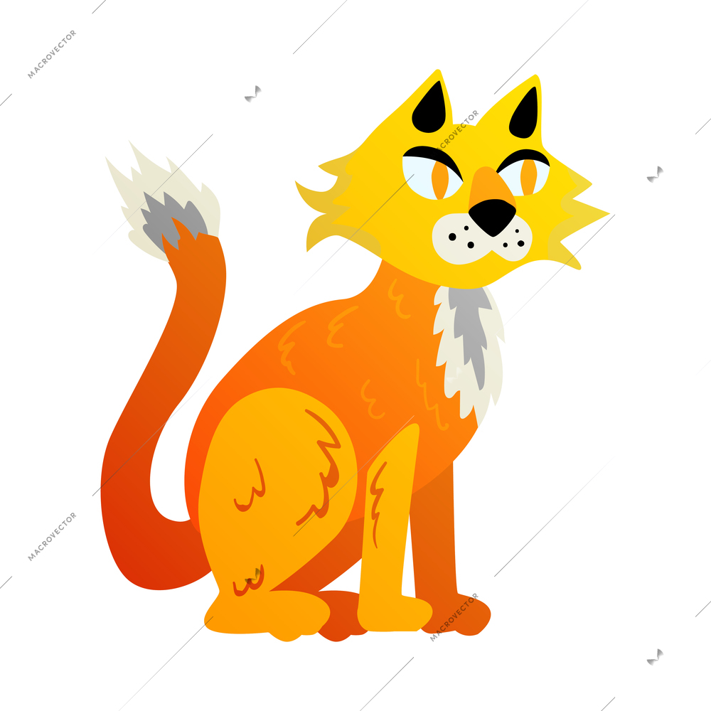 Halloween angry cat with horror symbols colorful vector illustration