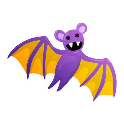 Halloween scary bat violet and yellow vector illustration