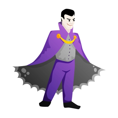 Halloween vampire in gown with horror symbols vector illustration