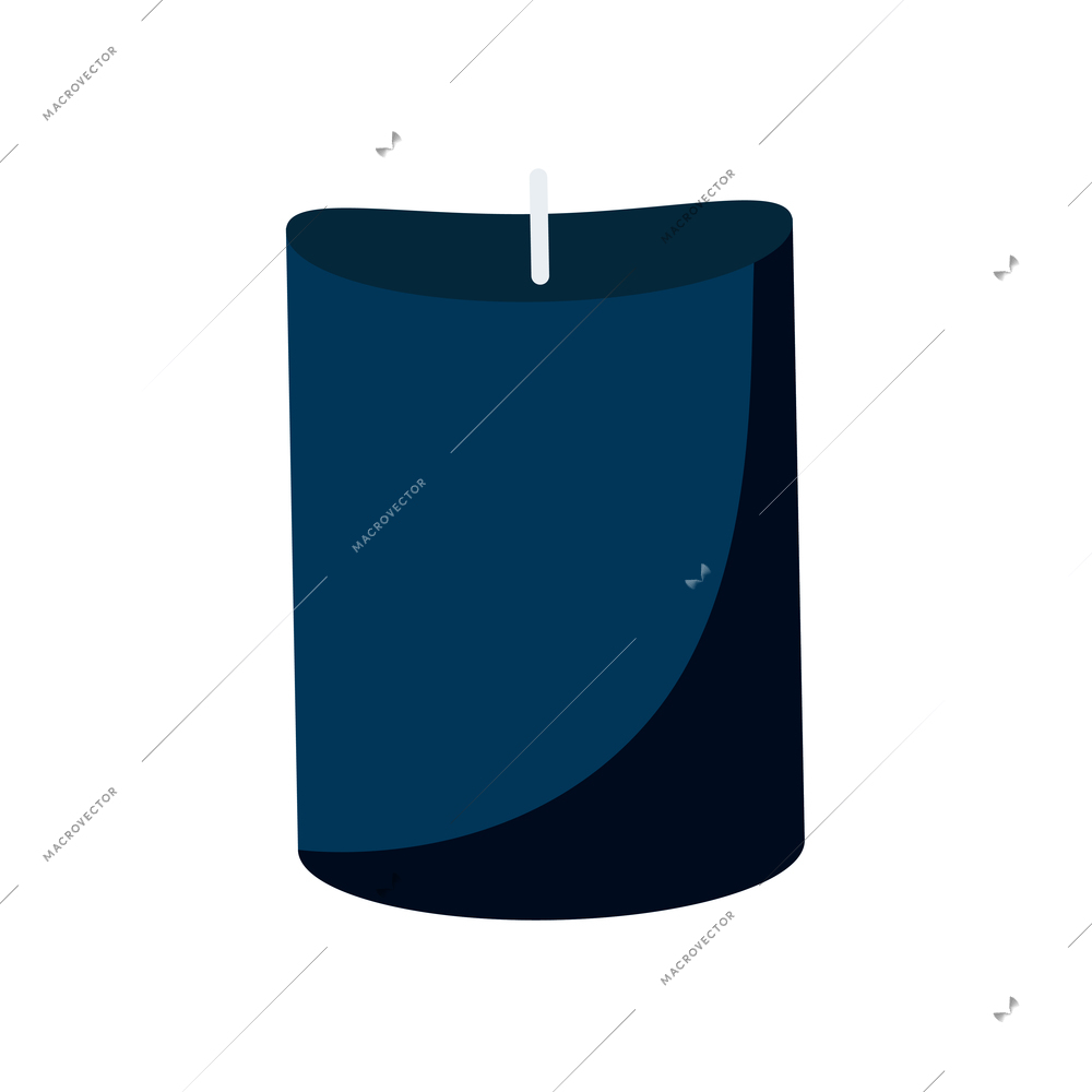 Black candle with cozy winter and festive christmas preparations flat recolor vector illustration