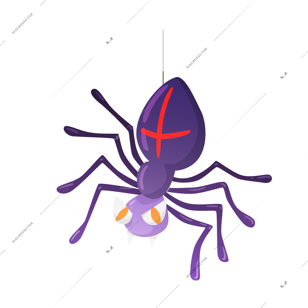 Halloween scary spider with horror symbols vector illustration