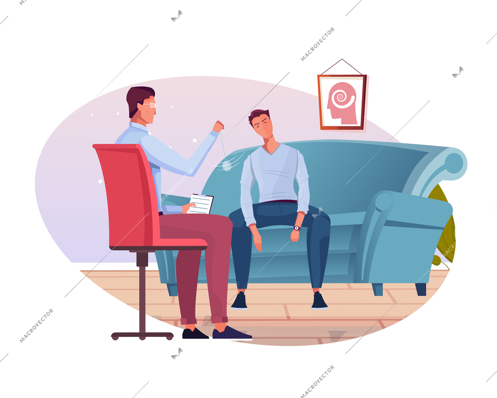 Psychology flat composition with view of psychologists office with client vector illustration