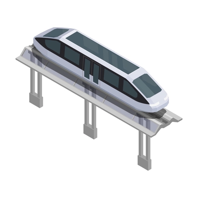 Smart city technologies composition with view of monorail train moving on highway vector illustration