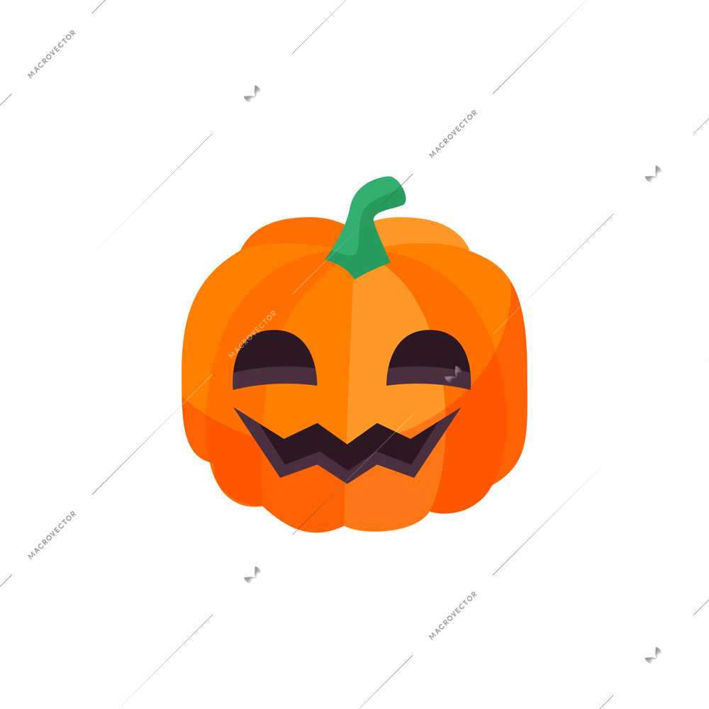 Isometric halloween party composition with isolated image of carved orange pumpkin vector illustration