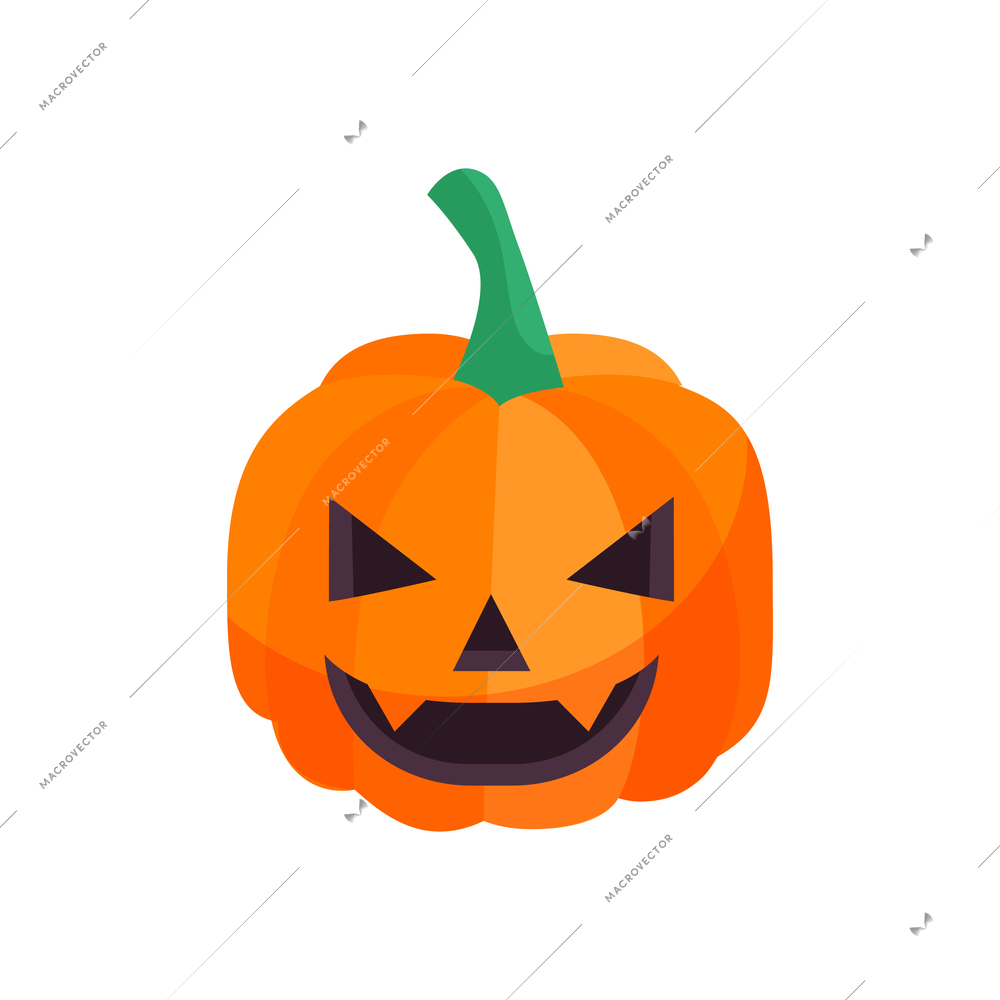 Isometric halloween party composition with isolated image of carved pumpkin character vector illustration